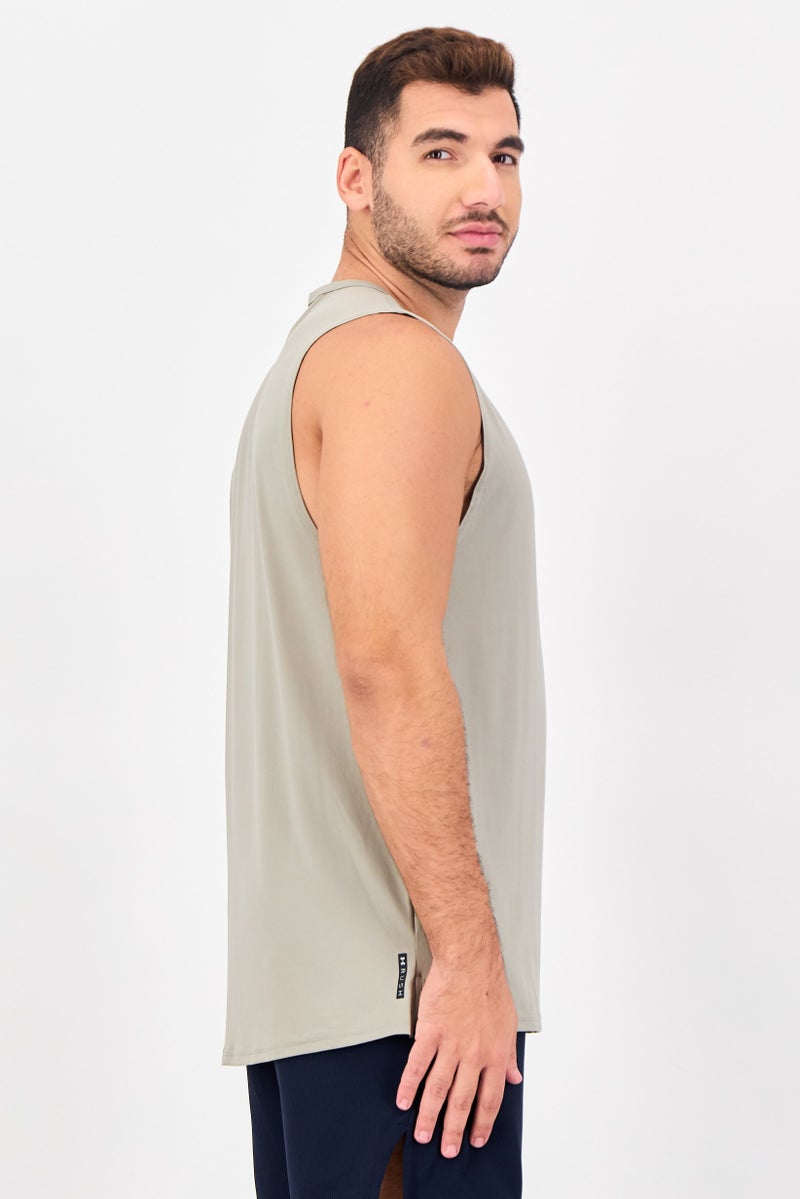 UNDER ARMOUR Men UA Rush Loose Fit Sleeveless Training Vest, Sage Green - Image 2