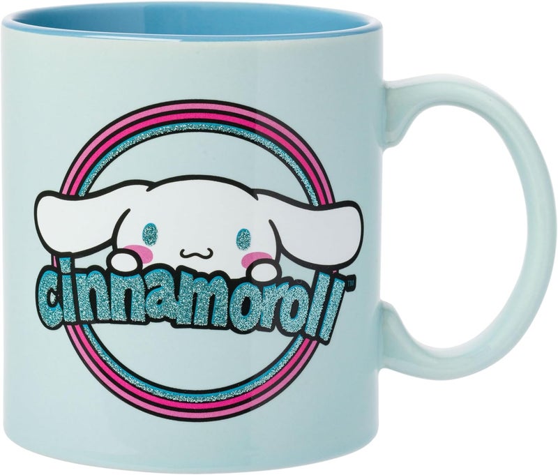 Silver Buffalo Sanrio Hello Kitty and Friends Cinnamoroll Rainbow Glitter Ceramic Mug 20 Ounce - Image 1