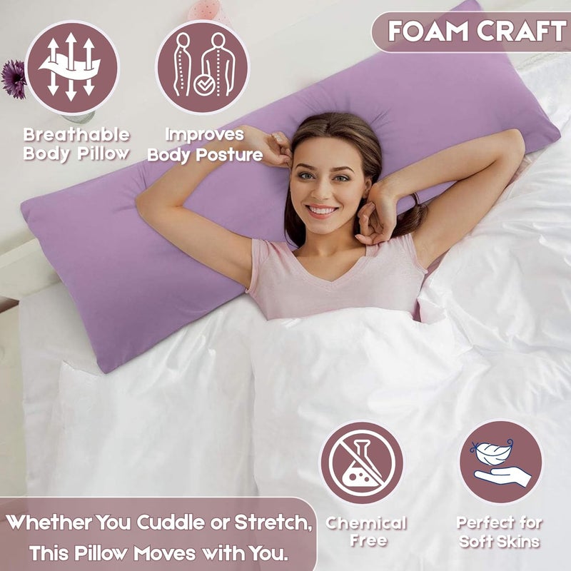 FOAM CRAFT® Full Body Long Pillow with Cotton Cover - Lavender, 50 x 120 cm - Image 5