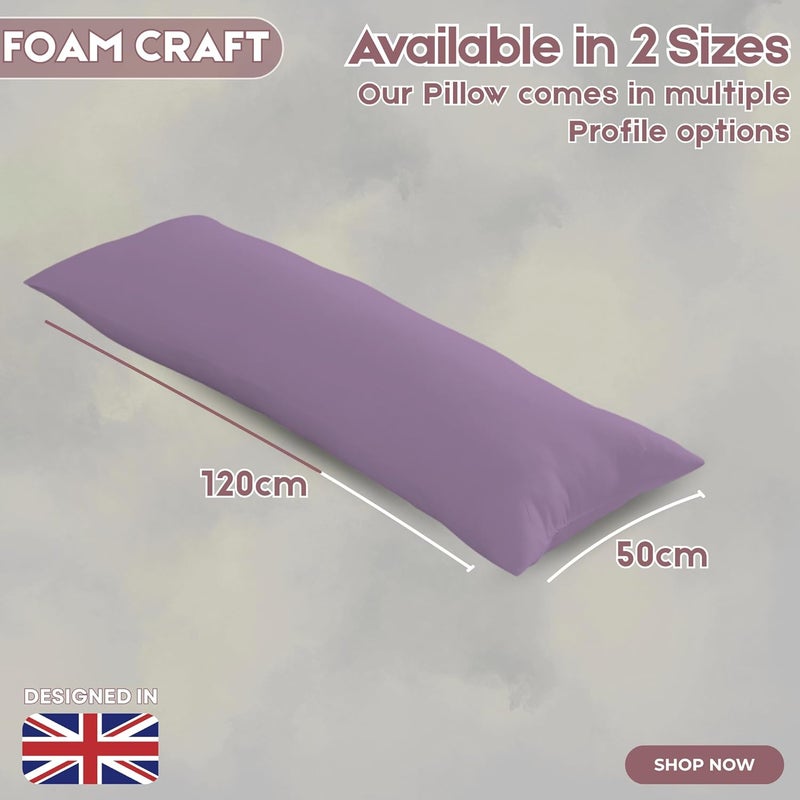 FOAM CRAFT® Full Body Long Pillow with Cotton Cover - Lavender, 50 x 120 cm - Image 2