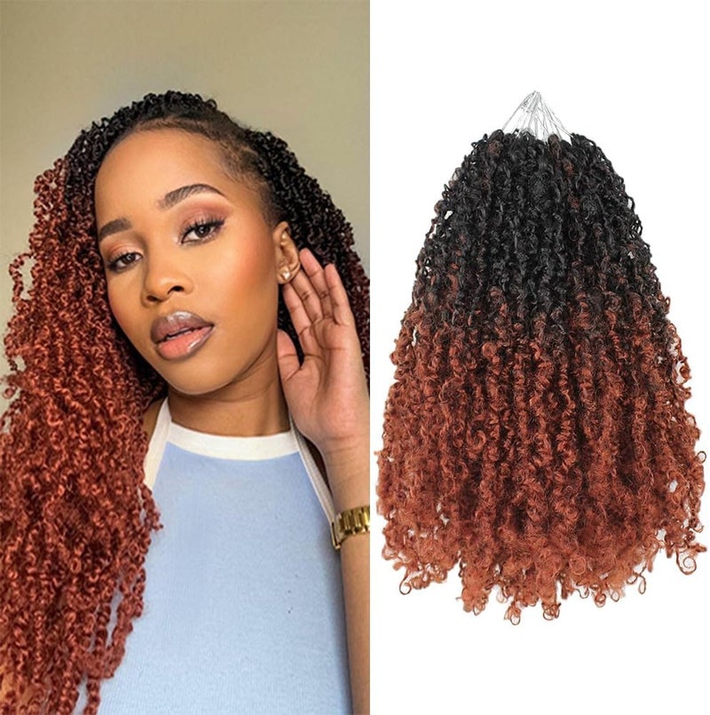 Datanala Yanky Twists Crochet Braiding Hair 12 Inch 9 Packs Ombre Crochet Hair with Curls Micro Spring Twists Crochet Hair Pre-looped Curly Crochet Braids Hair Extensions for Women (T350#, 12inch) - Image 1