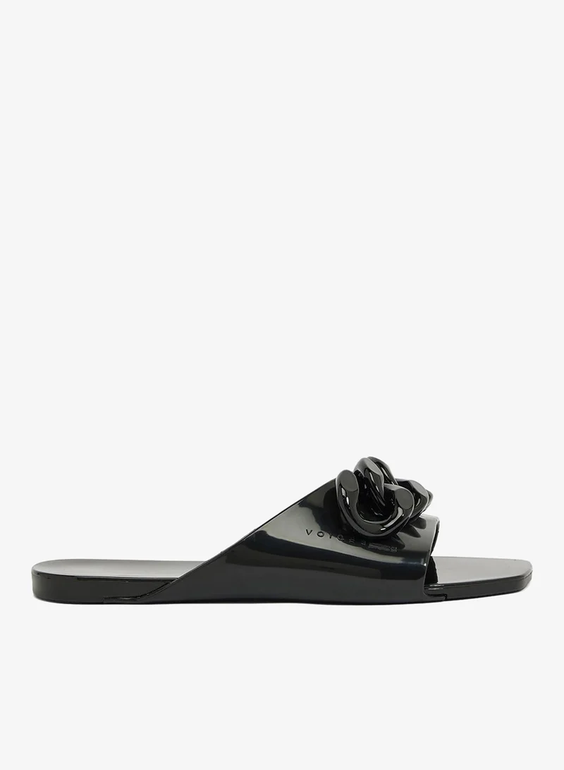 Avolto  Corrente Women'S Low Sandal With Chain Design - Black