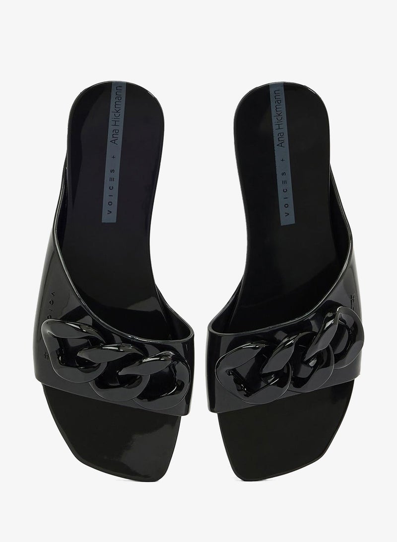 Voices Avolto  Corrente Women'S Low Sandal With Chain Design - Black - Image 4