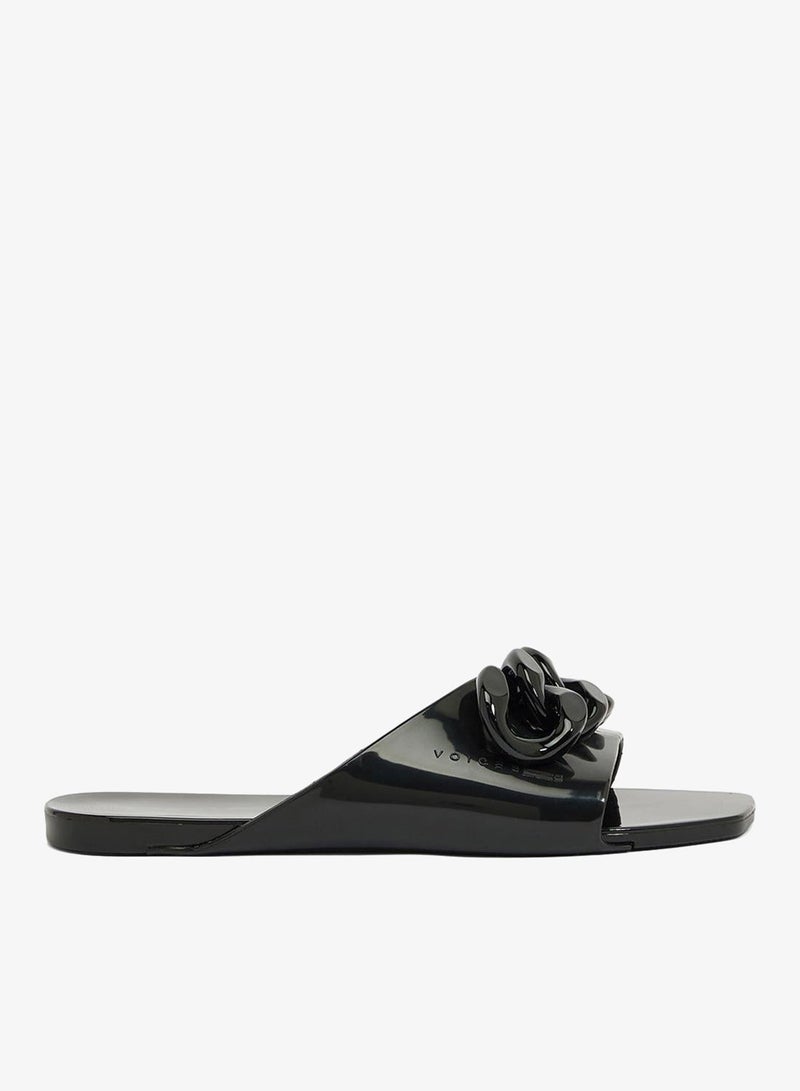 Voices Avolto  Corrente Women'S Low Sandal With Chain Design - Black - Image 2