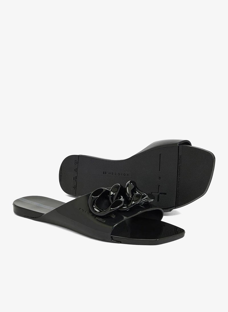 Voices Avolto  Corrente Women'S Low Sandal With Chain Design - Black - Image 3