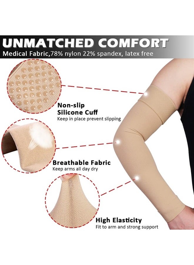 Ailaka Medical Compression Arm Sleeves for Men Women - 20-30 mmHg Lymphedema Compression Sleeves Support for Arms Pain, Swelling, Edema, Post Surgery Recovery, Tendonitis - Image 2