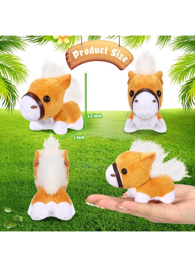 Zomiboo Stuffed Horse, 12 Pcs Assorted Toy Plushies, 3.2 Inch Mini Plush Animals Keychain Party Favors with Detachable Chain for Farm Party Supplies Christmas - Image 2