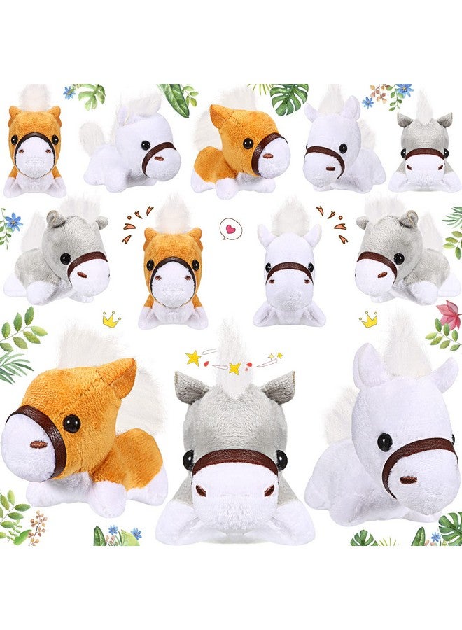 Zomiboo Stuffed Horse, 12 Pcs Assorted Toy Plushies, 3.2 Inch Mini Plush Animals Keychain Party Favors with Detachable Chain for Farm Party Supplies Christmas - Image 1