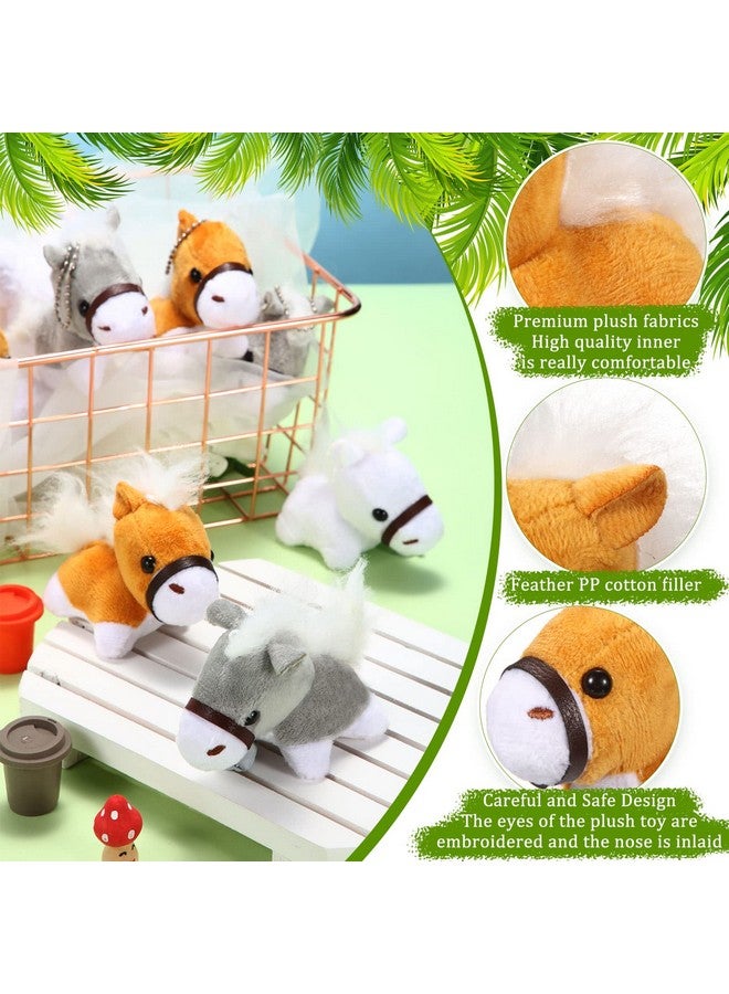Zomiboo Stuffed Horse, 12 Pcs Assorted Toy Plushies, 3.2 Inch Mini Plush Animals Keychain Party Favors with Detachable Chain for Farm Party Supplies Christmas - Image 3