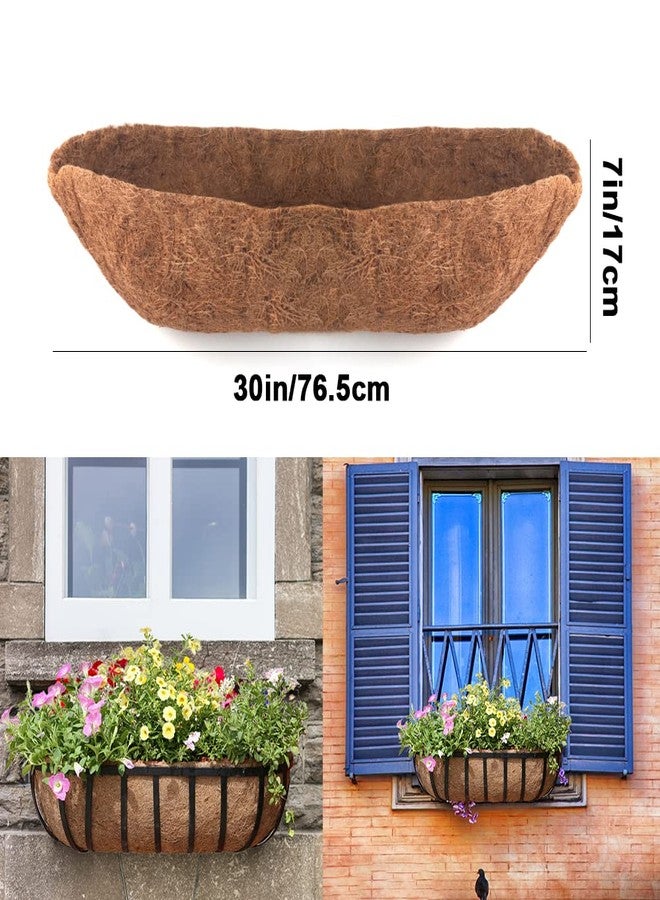 EROCK 2 Pack Trough Coco Liner Fiber Replacement for Planters, 24/30/36/48 inch Half Moon Coconut Coir Planter for Window Box/Hanging Trough Planter, Garden Flower Vegetables Pot, Fence Flower Baskets - Image 2