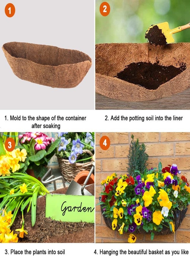 EROCK 2 Pack Trough Coco Liner Fiber Replacement for Planters, 24/30/36/48 inch Half Moon Coconut Coir Planter for Window Box/Hanging Trough Planter, Garden Flower Vegetables Pot, Fence Flower Baskets - Image 4