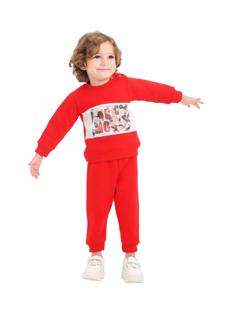JOCKEY Baby Boy Inner Fleece Mickey Mouse Print Winter Pajama Set - Image 1