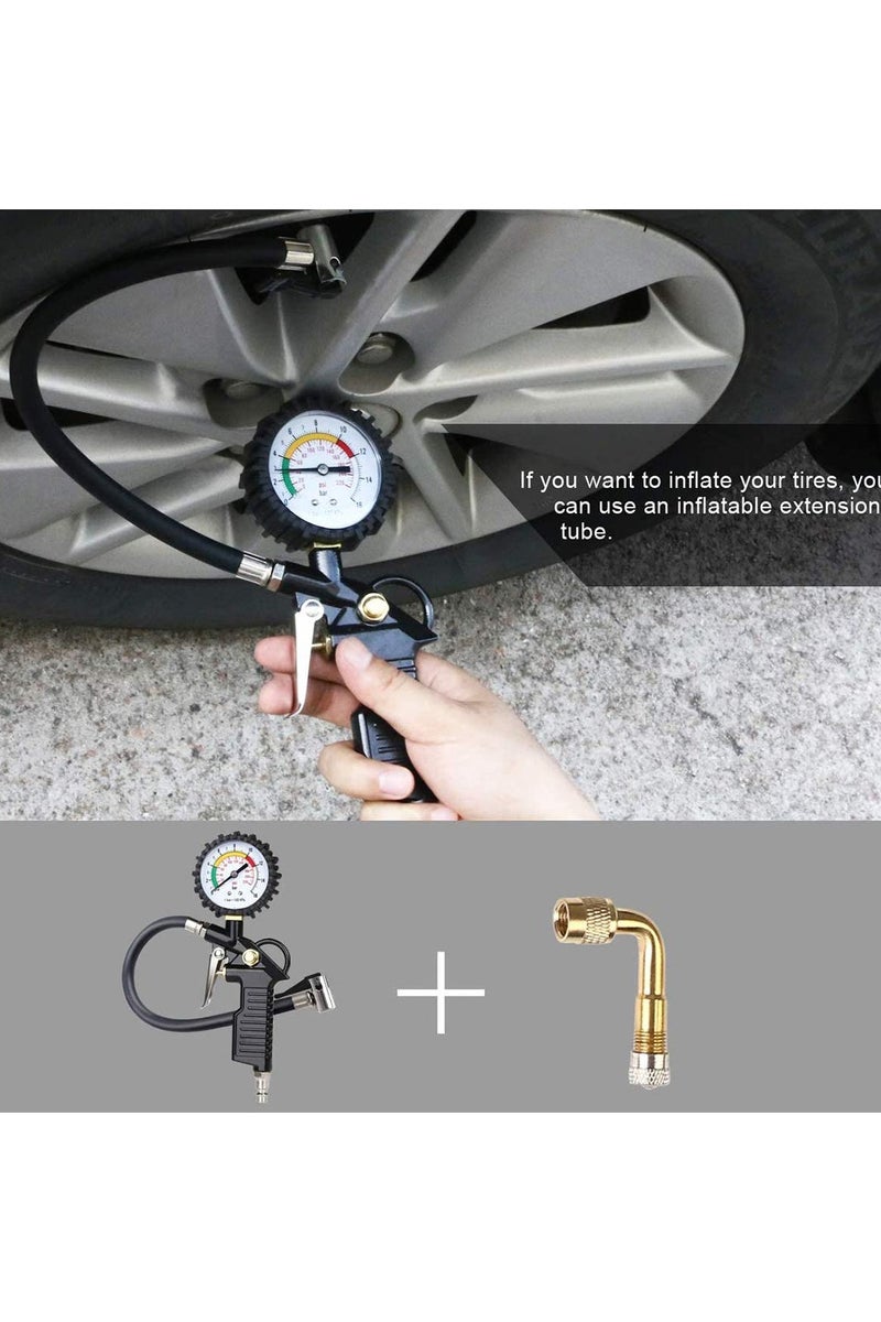 HERIOS Tyre Inflator and Pressure Gauge Gun For Use with Air Compressor Includes Ruber Hose Quick Connect Coupler Accessories - Image 4