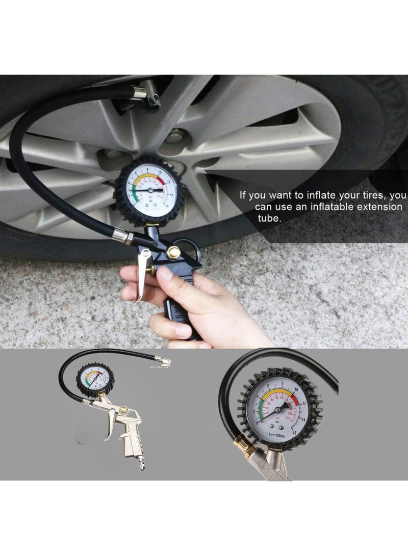HERIOS Tyre Inflator and Pressure Gauge Gun For Use with Air Compressor Includes Ruber Hose Quick Connect Coupler Accessories - Image 4