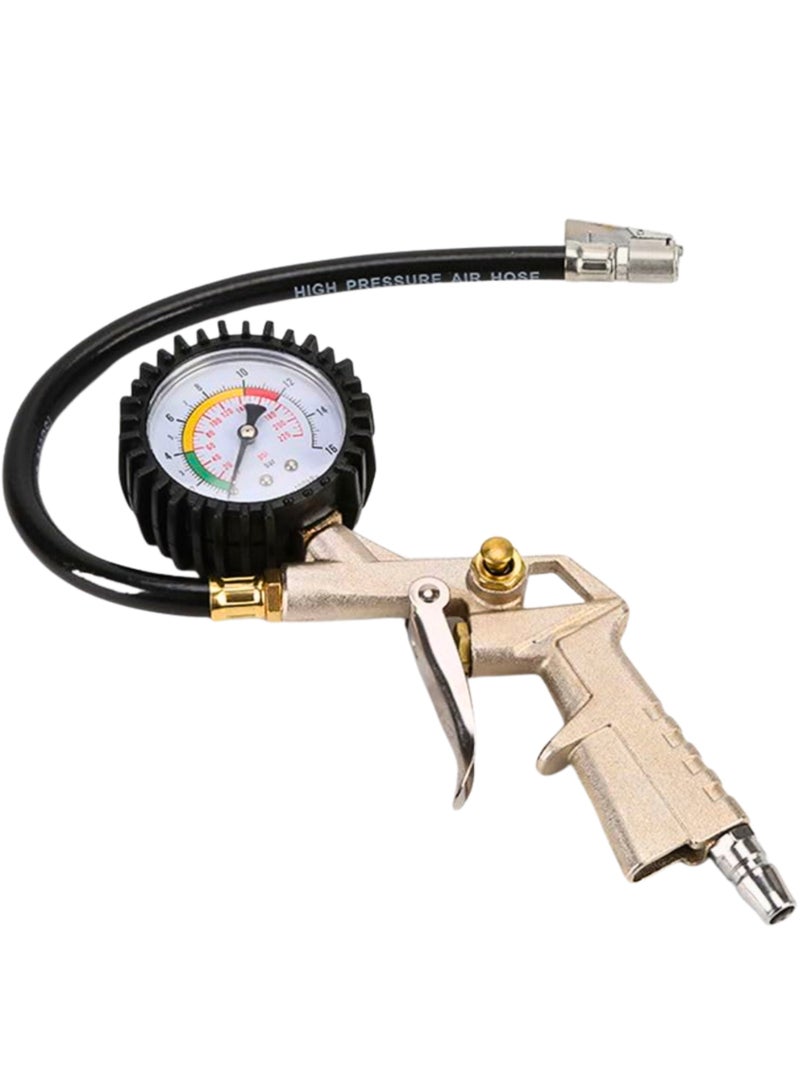 HERIOS Tyre Inflator and Pressure Gauge Gun For Use with Air Compressor Includes Ruber Hose Quick Connect Coupler Accessories - Image 5