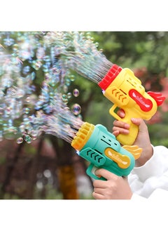 MAGIC VAULT 29 Holes Bubble Machine Gun with Colorful Lights, Rocket Boom Bubble Makers for Kids Adults, Cool Outdoor Birthday Wedding Party Gift Camping Summer Toy (Yellow)  - Image 2