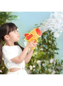 MAGIC VAULT 29 Holes Bubble Machine Gun with Colorful Lights, Rocket Boom Bubble Makers for Kids Adults, Cool Outdoor Birthday Wedding Party Gift Camping Summer Toy (Yellow)  - Image 3
