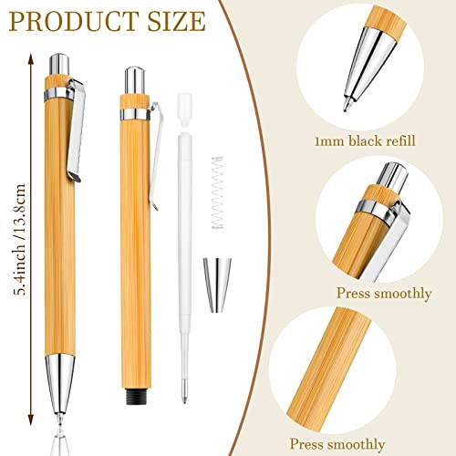 Leelosp 60 Pcs Bamboo Pen Retractable Ballpoint Pen Black Ink 1 mm Sustainable for Writing Office Products Wooden Bamboo Ballpoint for Journal Supplies Decorations - Image 2