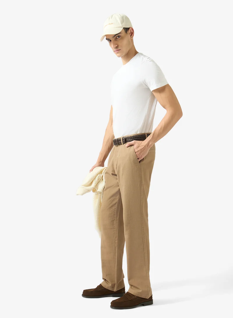 Robert Wood Straight Fit Slub Linen Pants