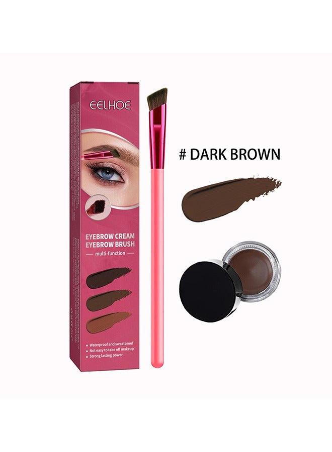 EELHOE Multi Functional Eyebrow Cream Eyebrow Brush Set,Waterproof Sweat Resistant,Long Lasting Makeup,Reaching The Contour Effect Of Oblique Wild Eyebrow Eye Shadow,Suitable For Use In Makeup(Dark brown)  - Image 1