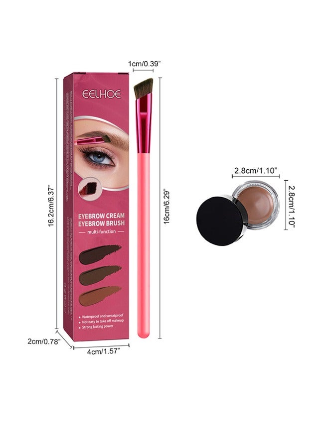 EELHOE Multi Functional Eyebrow Cream Eyebrow Brush Set,Waterproof Sweat Resistant,Long Lasting Makeup,Reaching The Contour Effect Of Oblique Wild Eyebrow Eye Shadow,Suitable For Use In Makeup(Dark brown)  - Image 2
