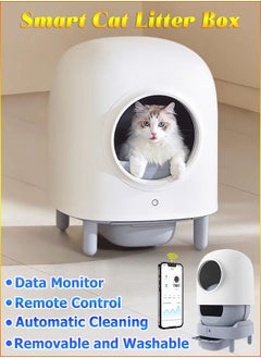 Mi VAZA Smart Cat Litter Box - Self Cleaning and Odor Removal - Free Your Hands - Remote Control and Data Monitor - Intelligent Sensing Objects - Automatic Collection of Feces - 56L Large Pet Toilet House  - Image 1