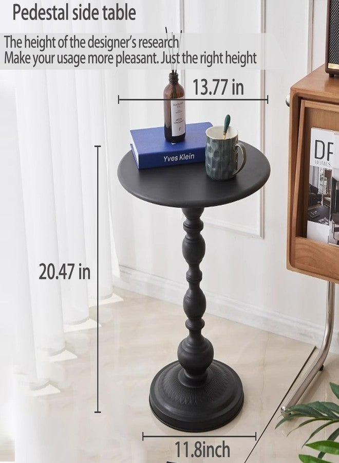 Vorriop Pedestal Metal Round Side Table, Sofa Table, Small TV Tray Table for The Sofa in The Living Room and Bedroom, Bed, Chair, Mini Coffee Table, Headboard Table, 20.47 (H) *13.77 (W) - Image 2