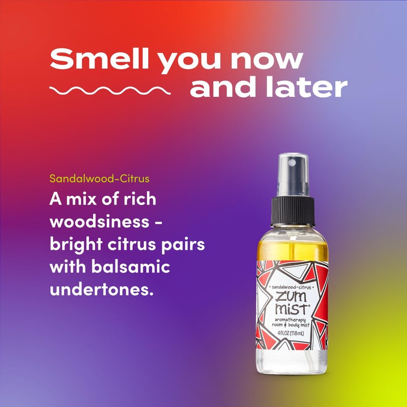Indigo Wild Zum Mist Room & Body Spray - Aromatherapy Essential Oil Spray - Natural Body Mist & Room Spray - Sandalwood-Citrus Scent - 4 fl oz - Image 3