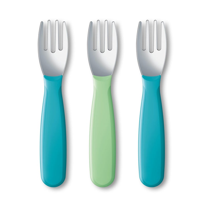 NUK Kiddy Cutlery Forks, Durable Stainless Steel, BPA & Latex-Free, 18+ Months, Pack of 3 - Image 1