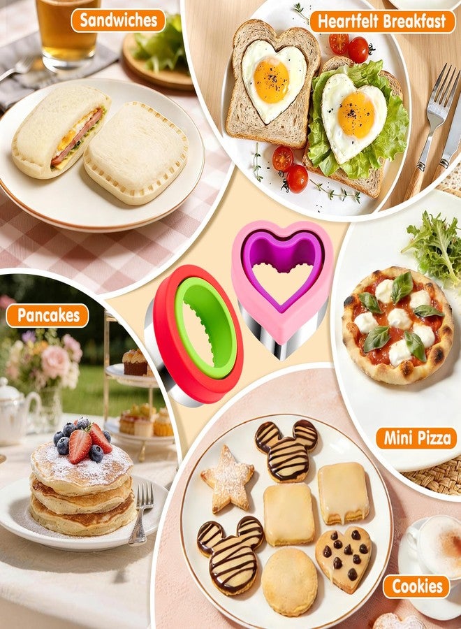 HINZER Sandwich Cutter and Sealer Set 4 Pcs Bread Decruster Sandwich Cutter Pancake Maker Heart Square Circle Dinosaur Shape DIY Cookie Cutters Gift for Kids Adult Boys Girls - Image 4