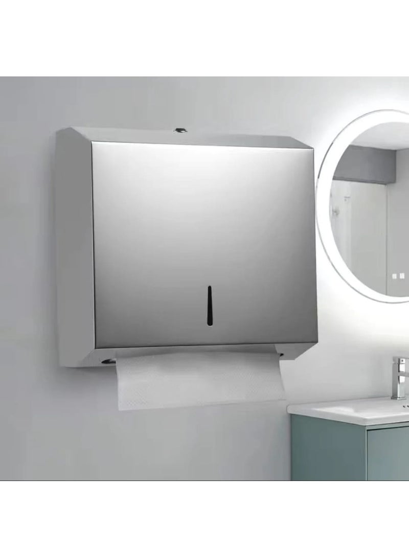 Tissue holder with a capacity of (300 tissues) equipped with a tamper-proof key, made of stainless steel (silver color). - Image 1