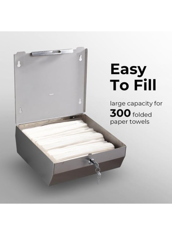 Tissue holder with a capacity of (300 tissues) equipped with a tamper-proof key, made of stainless steel (silver color). - Image 3