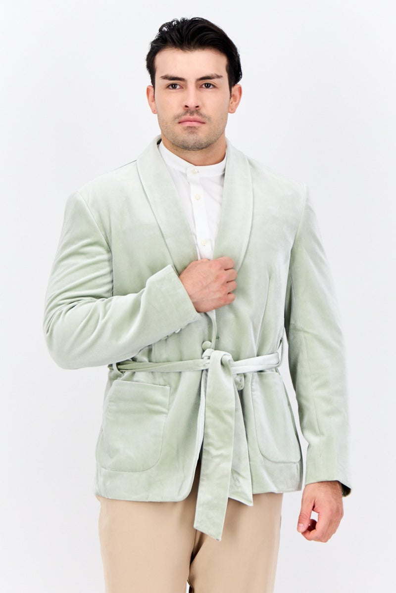 Asos Design Men Oversized Fit Plain Belted Trench Jackets, Pastel Green - Image 1