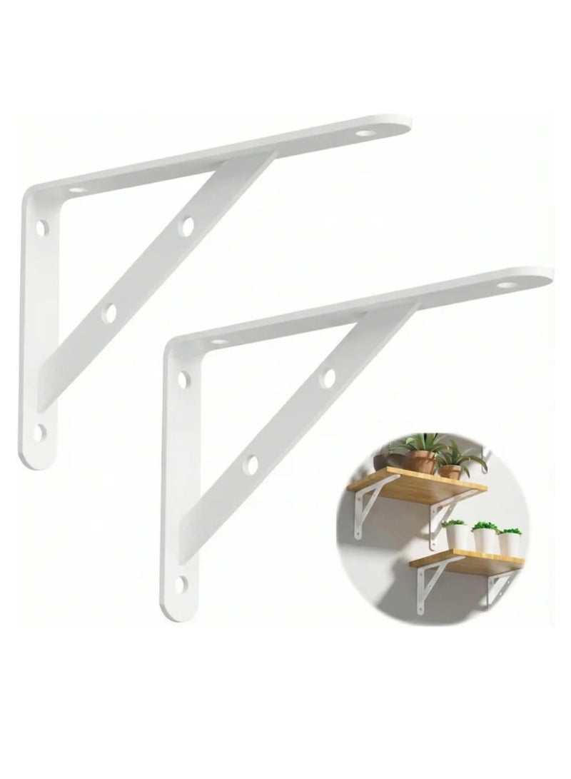 2-Piece Tabletop Support Brackets – Heavy-Duty Shelf Brackets – Right-Angle (L-Shaped) Wall-Mount Brackets – Sturdy Supports for Tables, Desks, and Bar Tops – White - Image 2