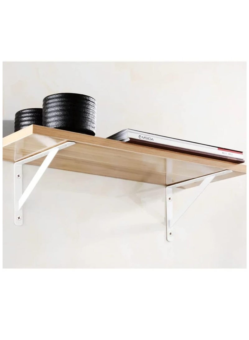 2-Piece Tabletop Support Brackets – Heavy-Duty Shelf Brackets – Right-Angle (L-Shaped) Wall-Mount Brackets – Sturdy Supports for Tables, Desks, and Bar Tops – White - Image 1