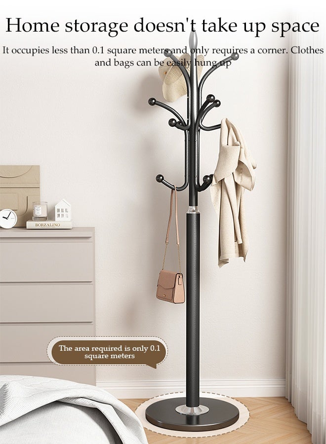 DUNISO Metal Clothes Rack with Natural Marble Base, Modern Clothes And Coat Hanger Rack, Free Standing Hall Tree with 12 Hooks for Hanging Scarf, Bag, Jacket, Home Entry-way Hat Hanger Organizer (Black) - Image 4