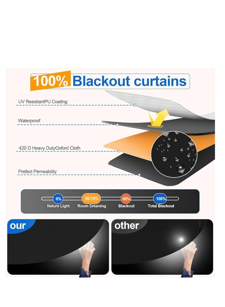 PANDAMALL Portable Blackout Curtains With Self Adhesive Tape For Bedroom Living Room Bathroom And Attic Blackout Curtains Width 145 cm Length 100 cm - Image 3