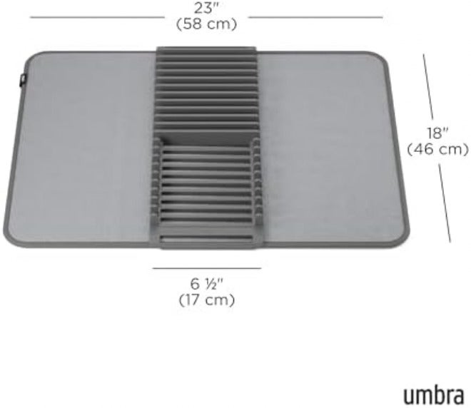 Umbra Udry Dish Rack and Microfiber Drying Mat – Space-Saving Design Folds Up for Easy Storage, Basic Rack, Dark Grey - Image 3