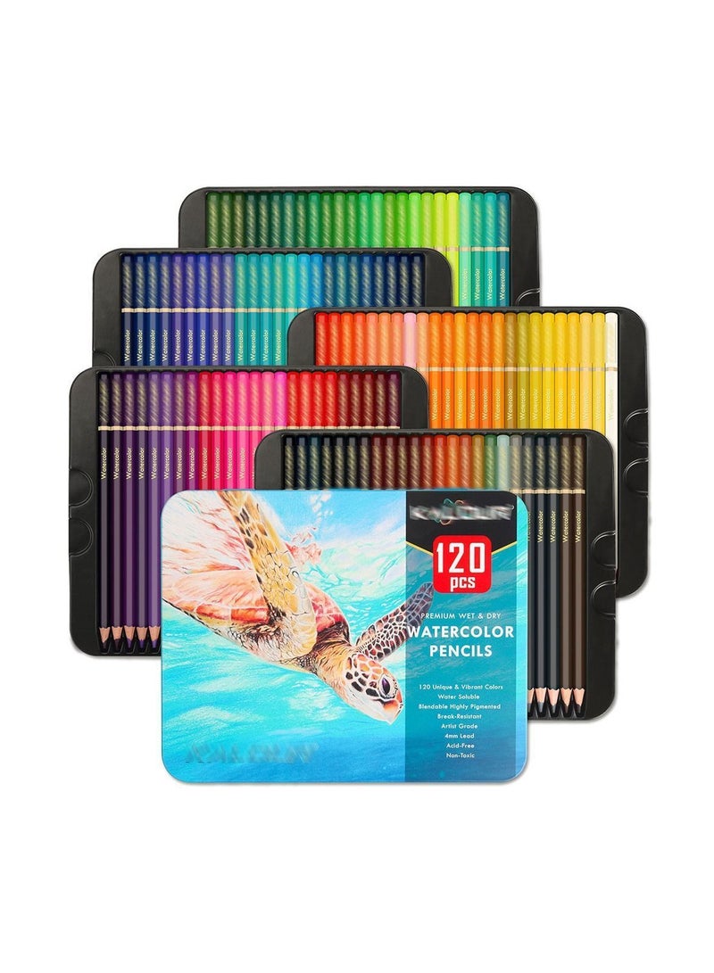 120pcs Art Supplies Water Soluble Wooden Painted Pencil Set Gift Box - Image 1