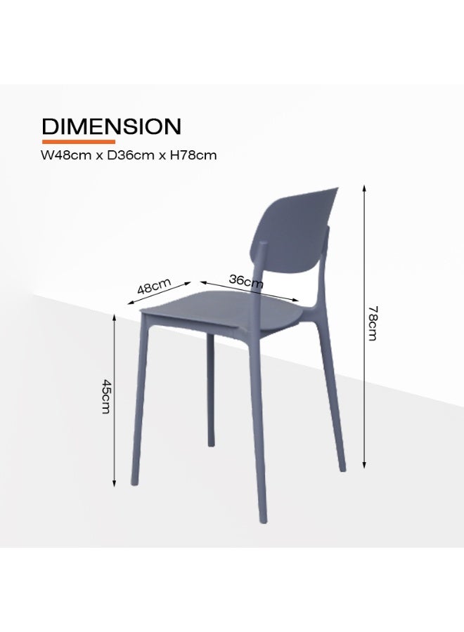 Mahmayi UL UT-C100 Stackable Plastic Chair Durable PP Material Lightweight Space Saving Design for Home, Office and Cafeteria - Grey - Image 2