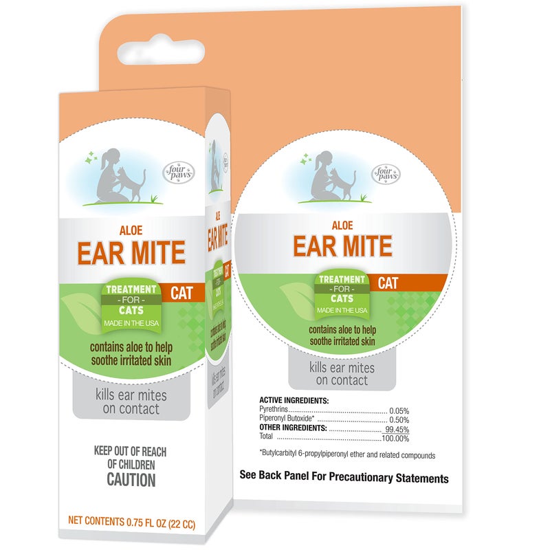 Four Paws Healthy Promise Soothing Aloe Ear Mite Remedy Solution for Cats, Odor Reducing & Itch Relief, 0.75 Fl. Oz. - Image 1