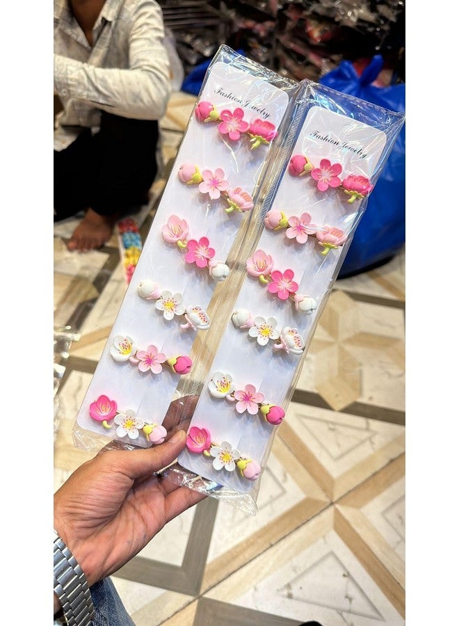 SUN Ring SUNRING Korean Fashion Style Pearl Rhinestone Metal Hair Clips Hair Pin Stylish Hair Accessories Jewellery for Girl Women (Pack of 5, Pink) - Image 3