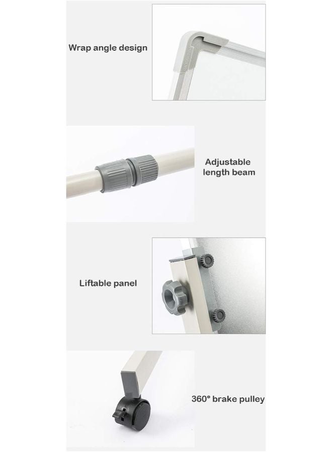 BUYCO Whiteboard Standing Dry Erase Board With Movable Hook and 360° Brake Pulley Height Adjustable for Teaching and Training 60x90cm White - Image 4