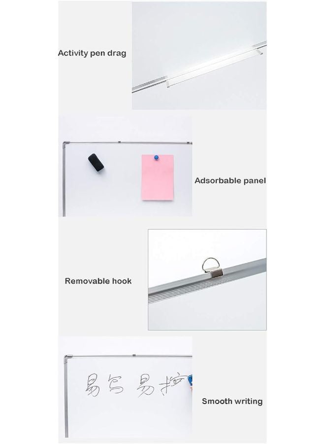 BUYCO Whiteboard Standing Dry Erase Board With Movable Hook and 360° Brake Pulley Height Adjustable for Teaching and Training 60x90cm White - Image 3