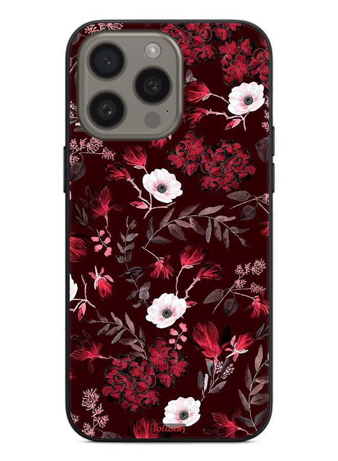 Tolwak Apple iPhone 15 Pro Max Protective Case Cover Small Flowers And Tropical Leaves - Image 2