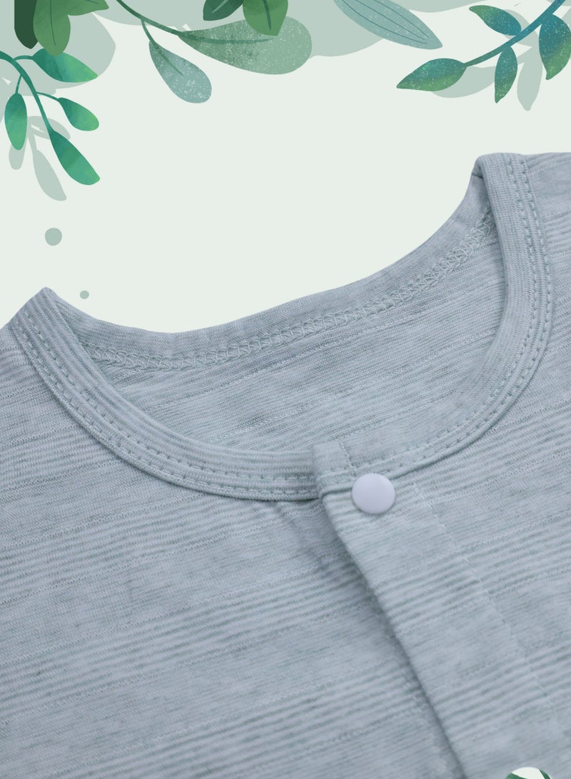 Baby 2-Pack Short Sleeve Tops - Cotton Blend Jacquard, Front Snap Closure, Duck Pendant - For 3-18 Months  - Image 3