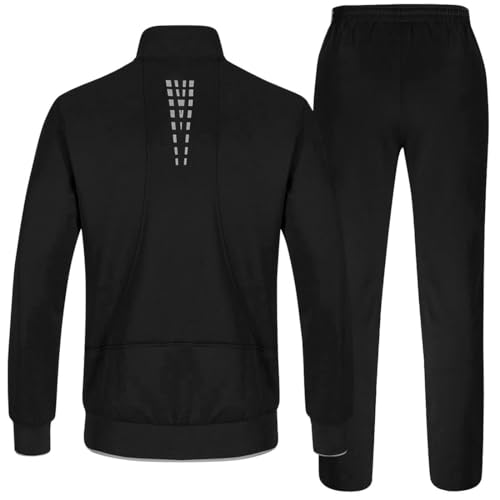 TBMPOY Men's Tracksuits Sweatsuits for Men Set Track Suits 2 Piece Casual Athletic Jogging Warm Up Full Zip Sweat Suits Black/Grey XXL - Image 2