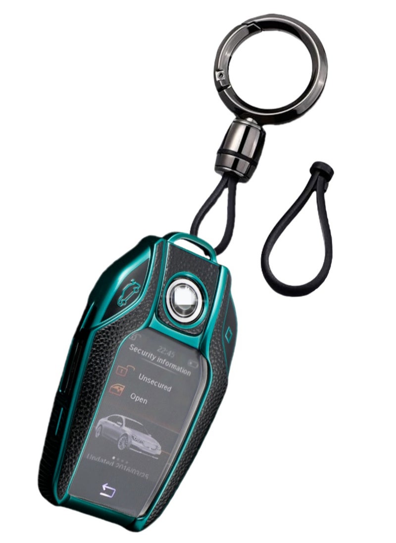 OUYoo OUYoo For BMW LCD Screen Key Fob Cove,Soft TPU Key Fob Cover Case Compatible with BMW 5 Series 528Li 530Li 540Li G30 G31 6 Series GT G11 G12 7 Series 740 X3 G01 i8(Green)  - Image 1
