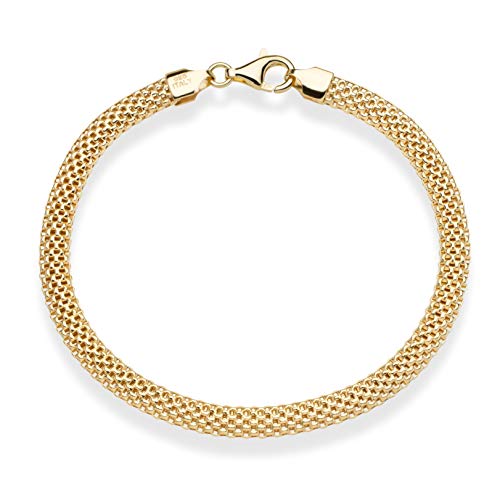 Miabella 18K Gold Plated 925 Sterling Silver Italian 5mm Mesh Link Chain Bracelet for Women, Made in Italy (Length 7.5 Inches) - Image 4