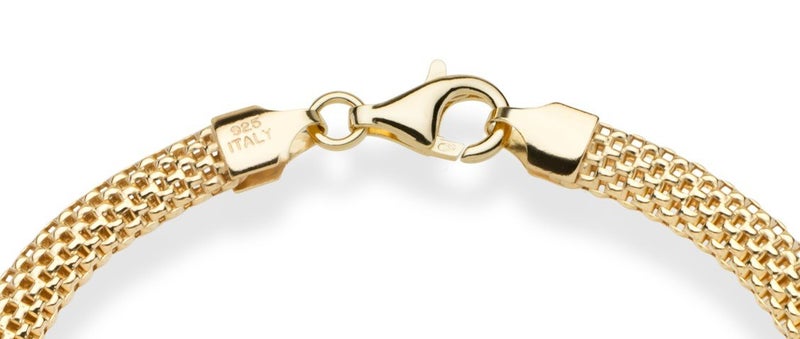 Miabella 18K Gold Plated 925 Sterling Silver Italian 5mm Mesh Link Chain Bracelet for Women, Made in Italy (Length 7.5 Inches) - Image 3